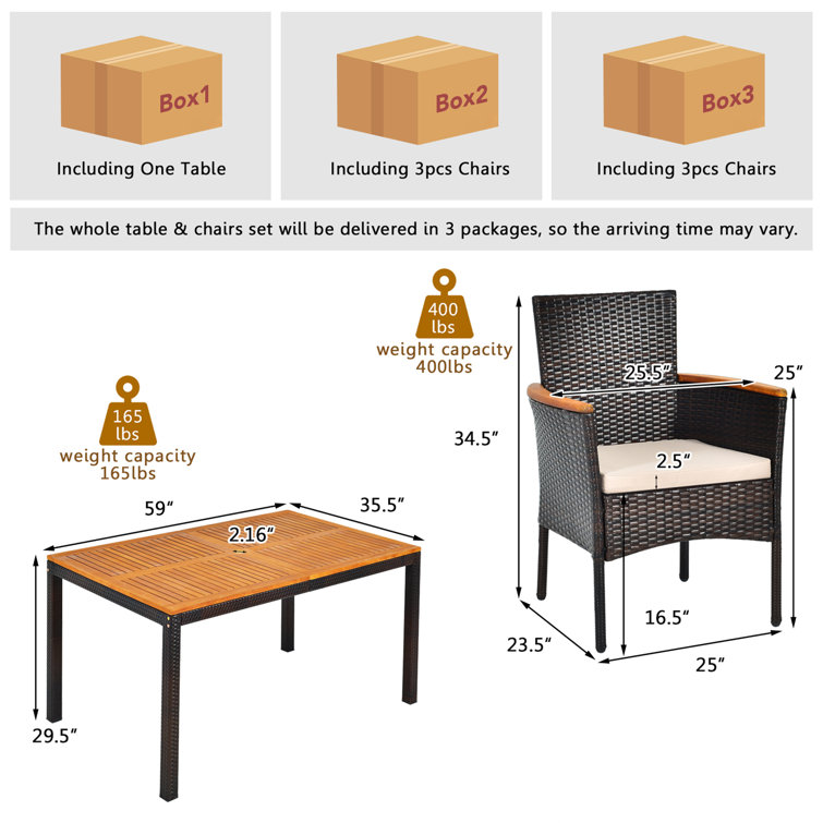 Chaley Rectangular 6 - Person 59'' Long Dining Set with Cushions and  Umbrella Hole